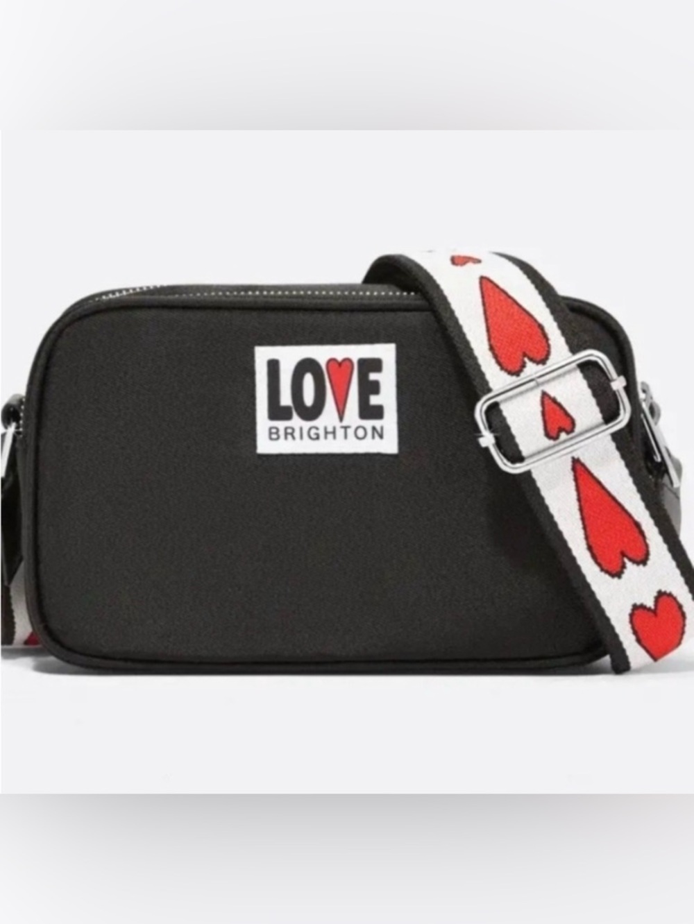 Brighton Black Belt Bag with Red Heart Strap